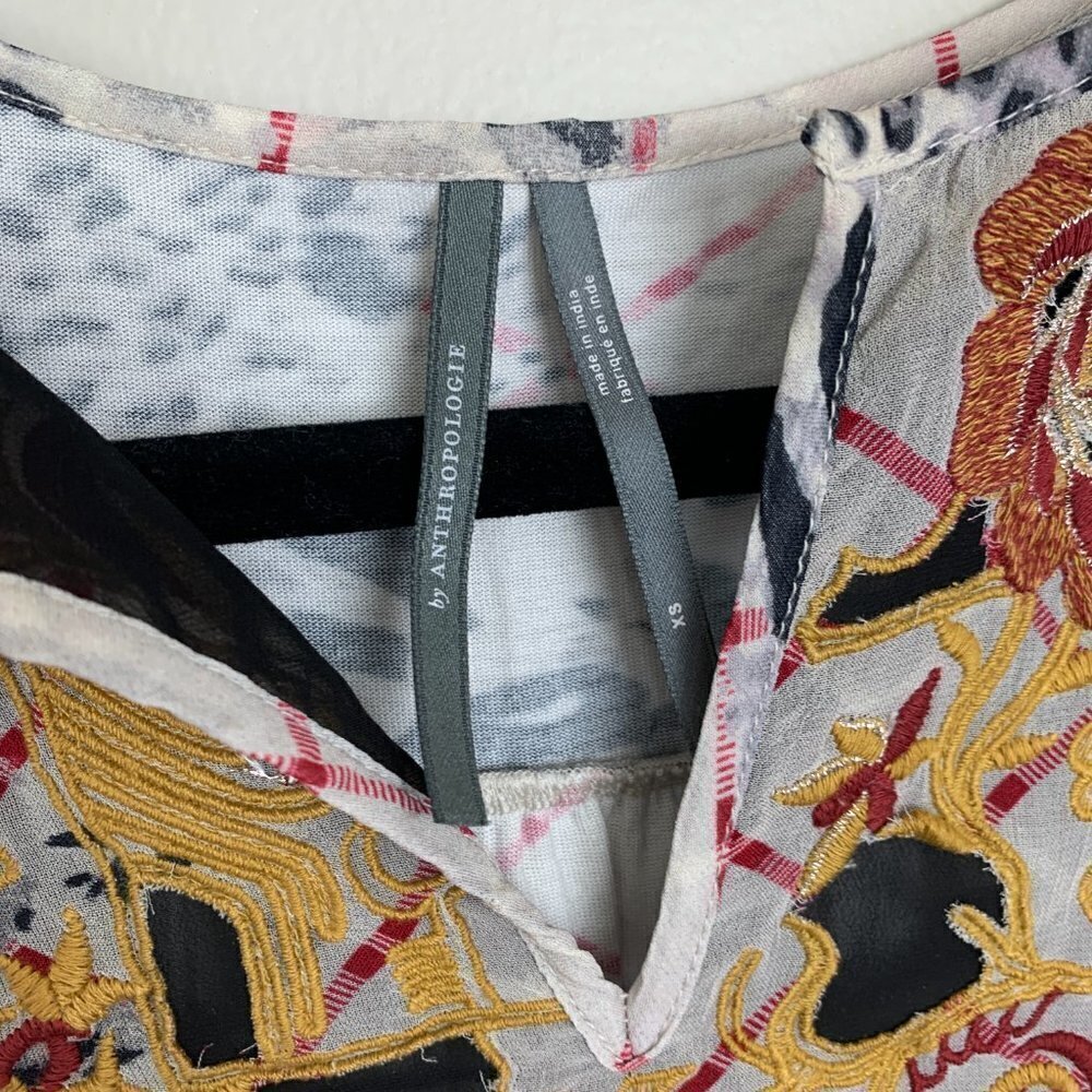 Anthropologie Mathilda Top Mixed Print - XS - Like NEW - Picture 4 of 9